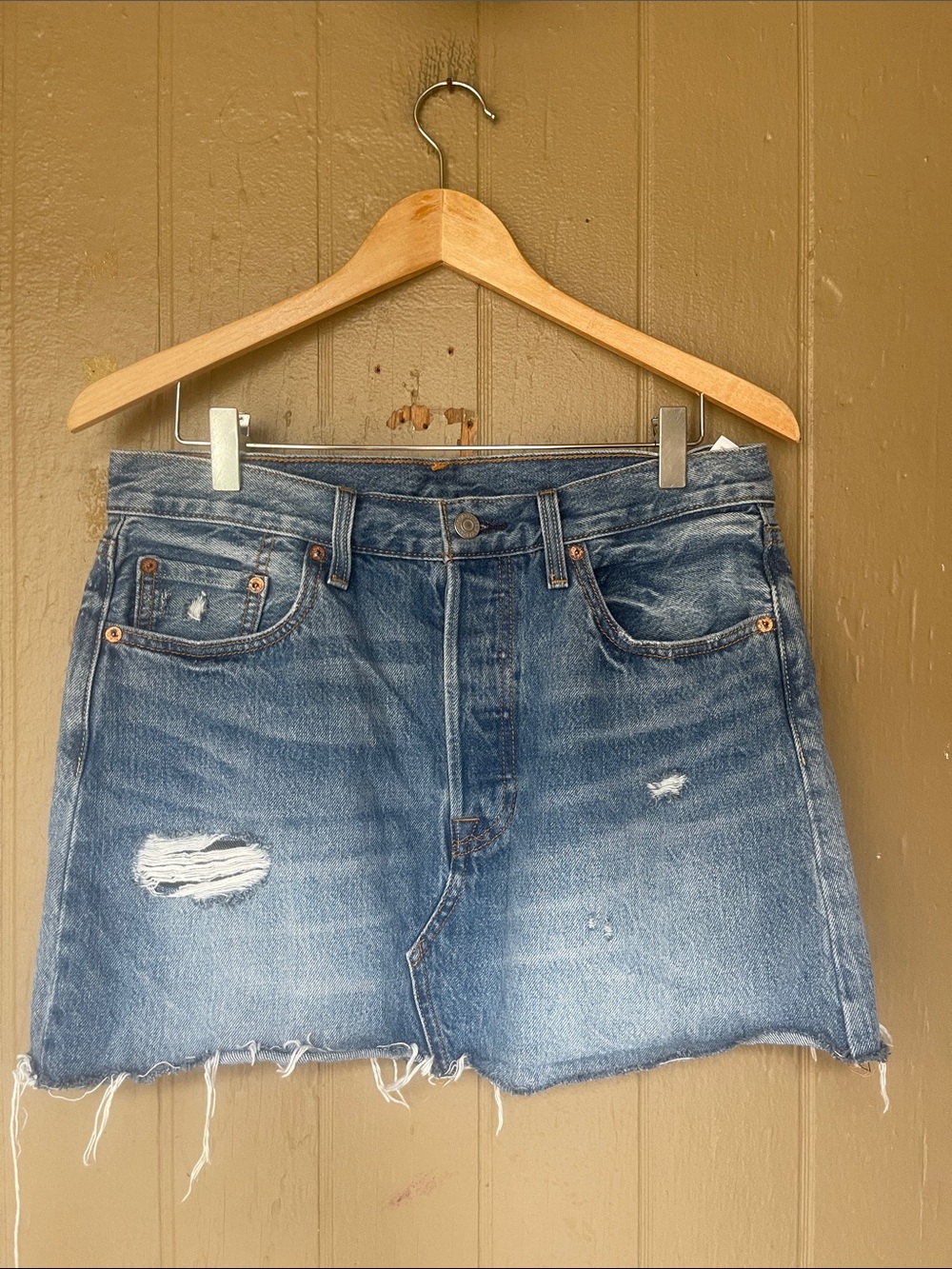 Levi’s Women's Distressed Denim Mini Skirt - Blue Size 29